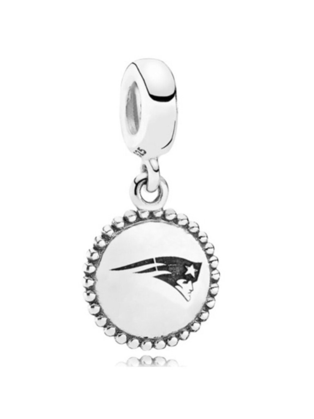 Pandora Sterling Silver Engraved New England Patriots NFL Logo Dangle  USB791169